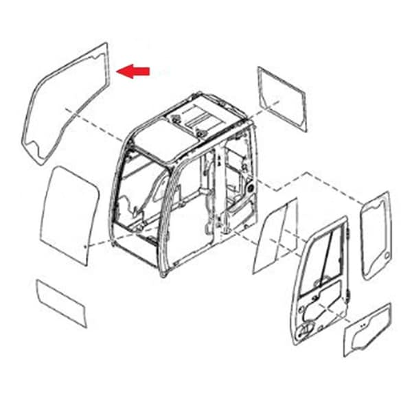 Aftermarket 4651655 RH Right Side Cab Glass Fits John Deere Fits JD Excavator 120D 160DLC 20 CAH40-0148 - main
